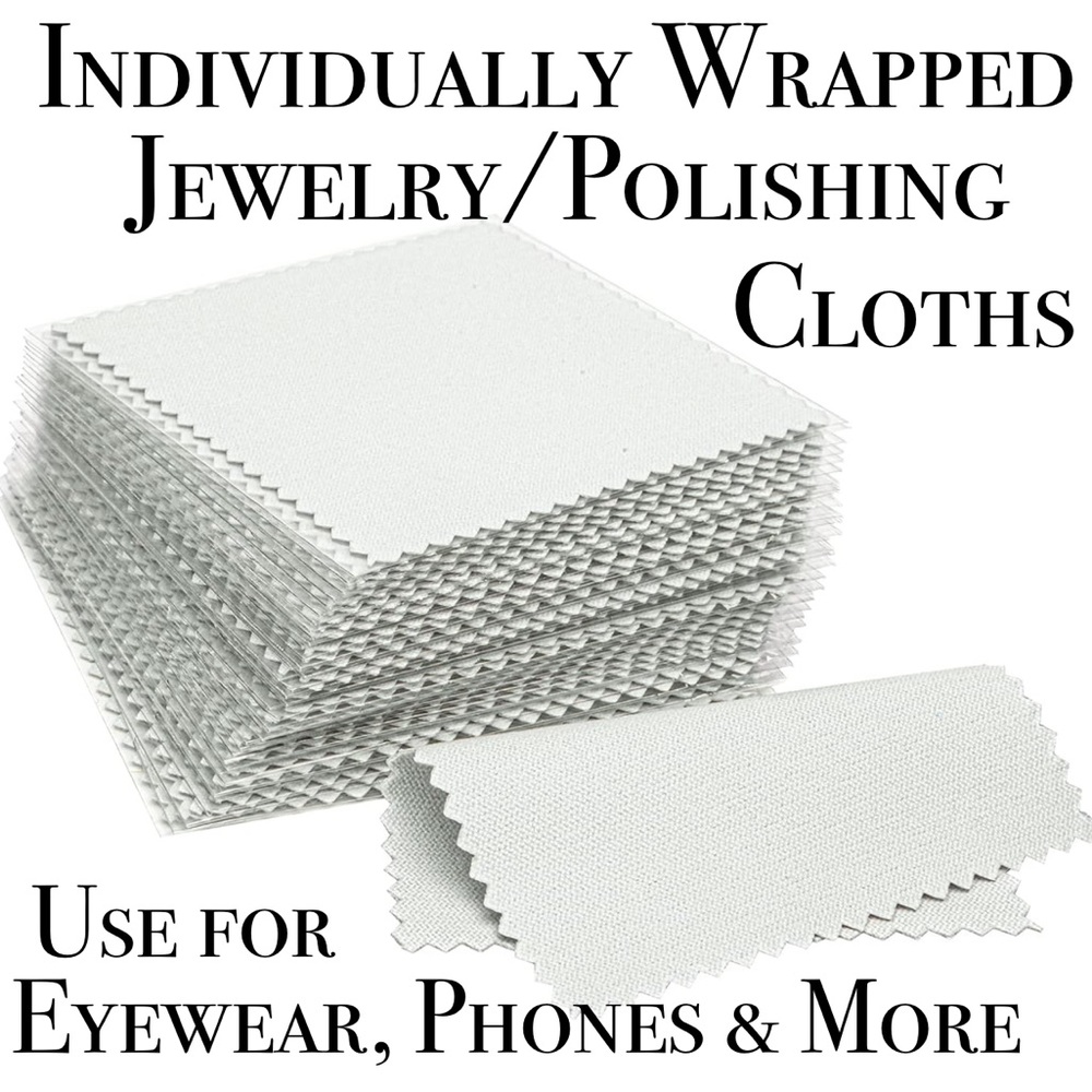 Individually Wrapped Blank Jewelry Cleaning Polishing Cloths Eyeglasses Lot Set